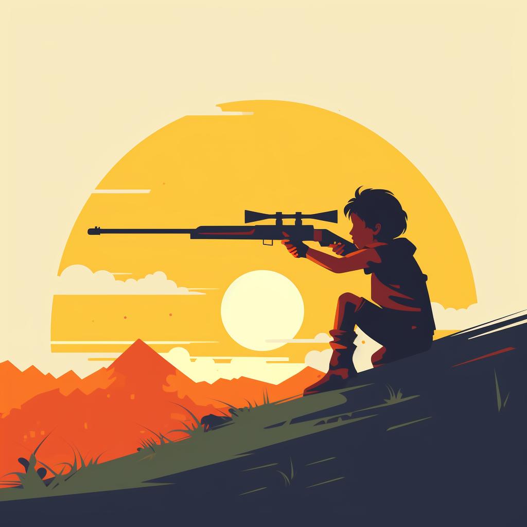 Child aiming a Nerf sniper rifle at a target