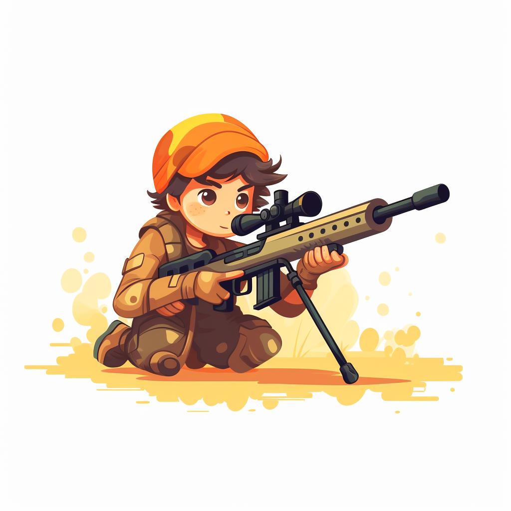 Child using a Nerf sniper rifle with a scope and bipod